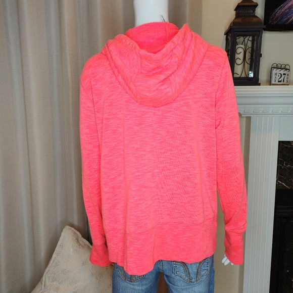 MTA SPORT Running Knit Zip Hoodie with Thumbholes, Orange XL - Picture 5 of 10